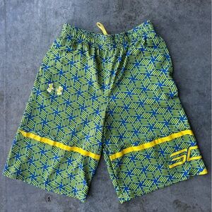 Under Armour Blue and Yellow Geometric Board Shorts
